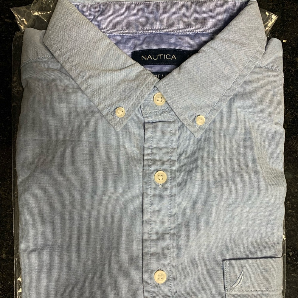 Nautical short sleeve classic fit XL button down shirt